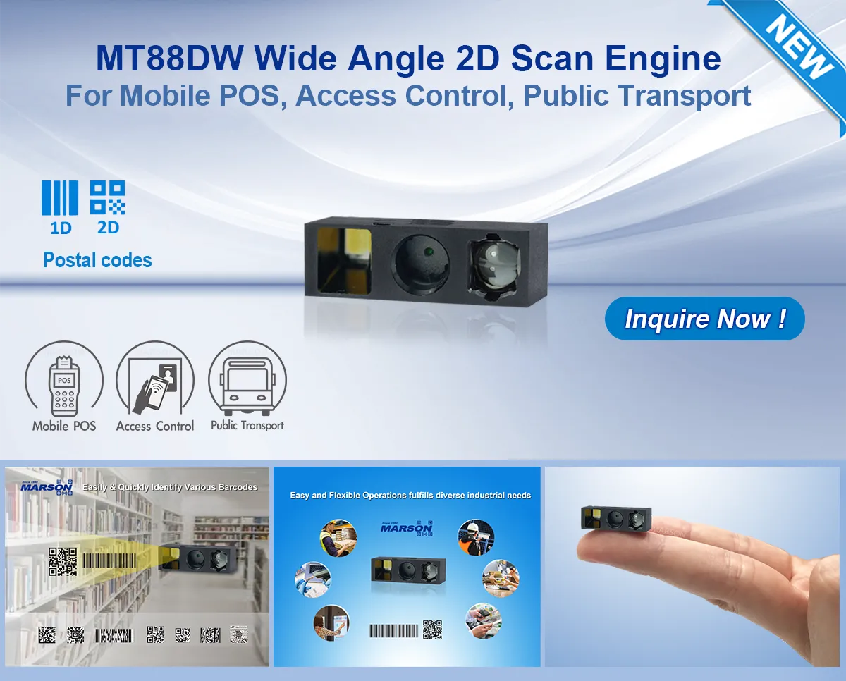 Marson release the MT88DW Wide Angle 2D Scan Engine for Mobile POS_Access Control_Public Transport_1200x966